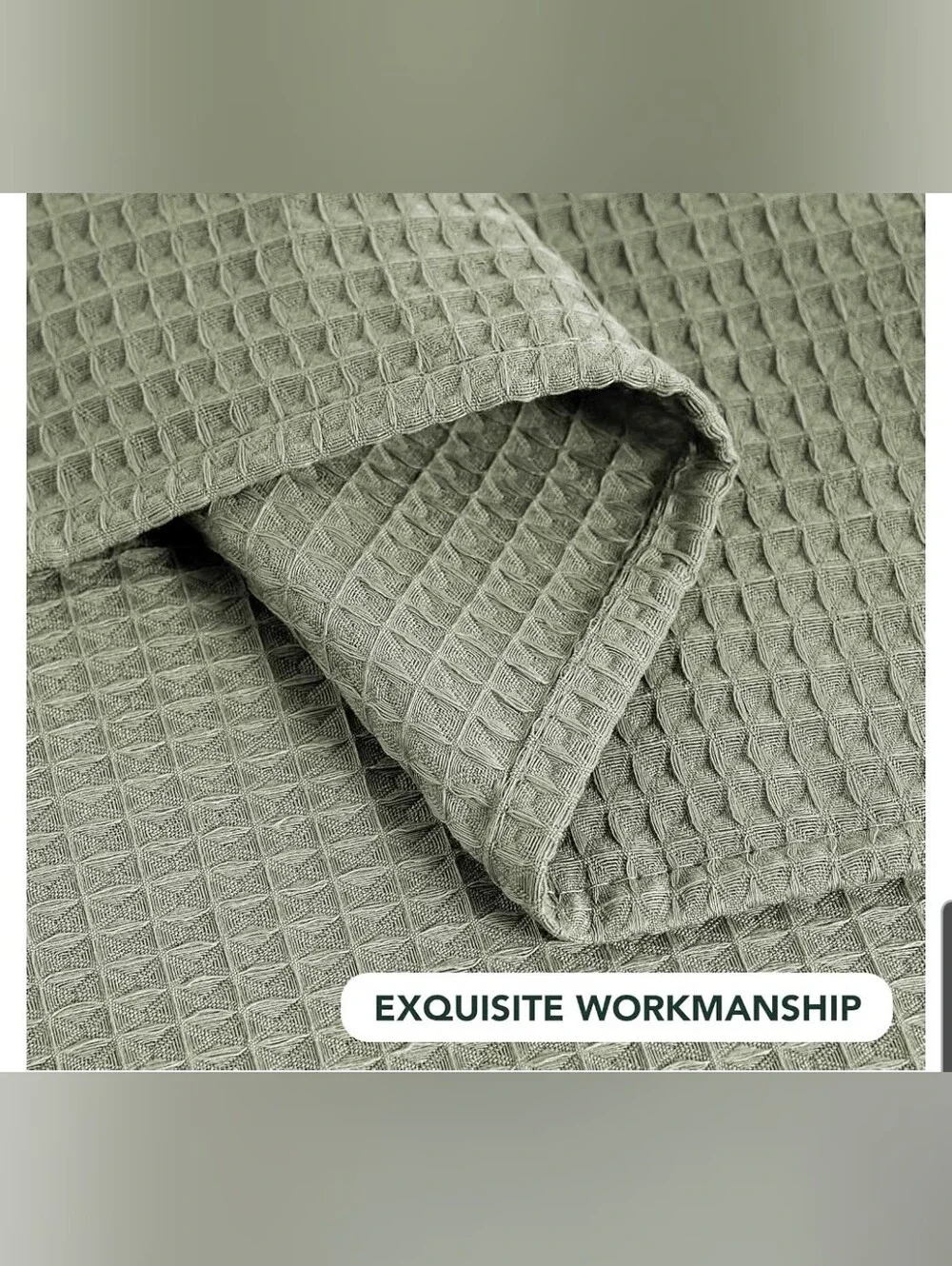 Waffle-Texture 70 Inch Round Tablecloth in Sage Green